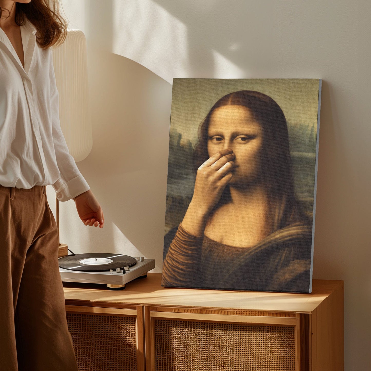 Parody Mona Lisa Bathroom Wall Art Decor