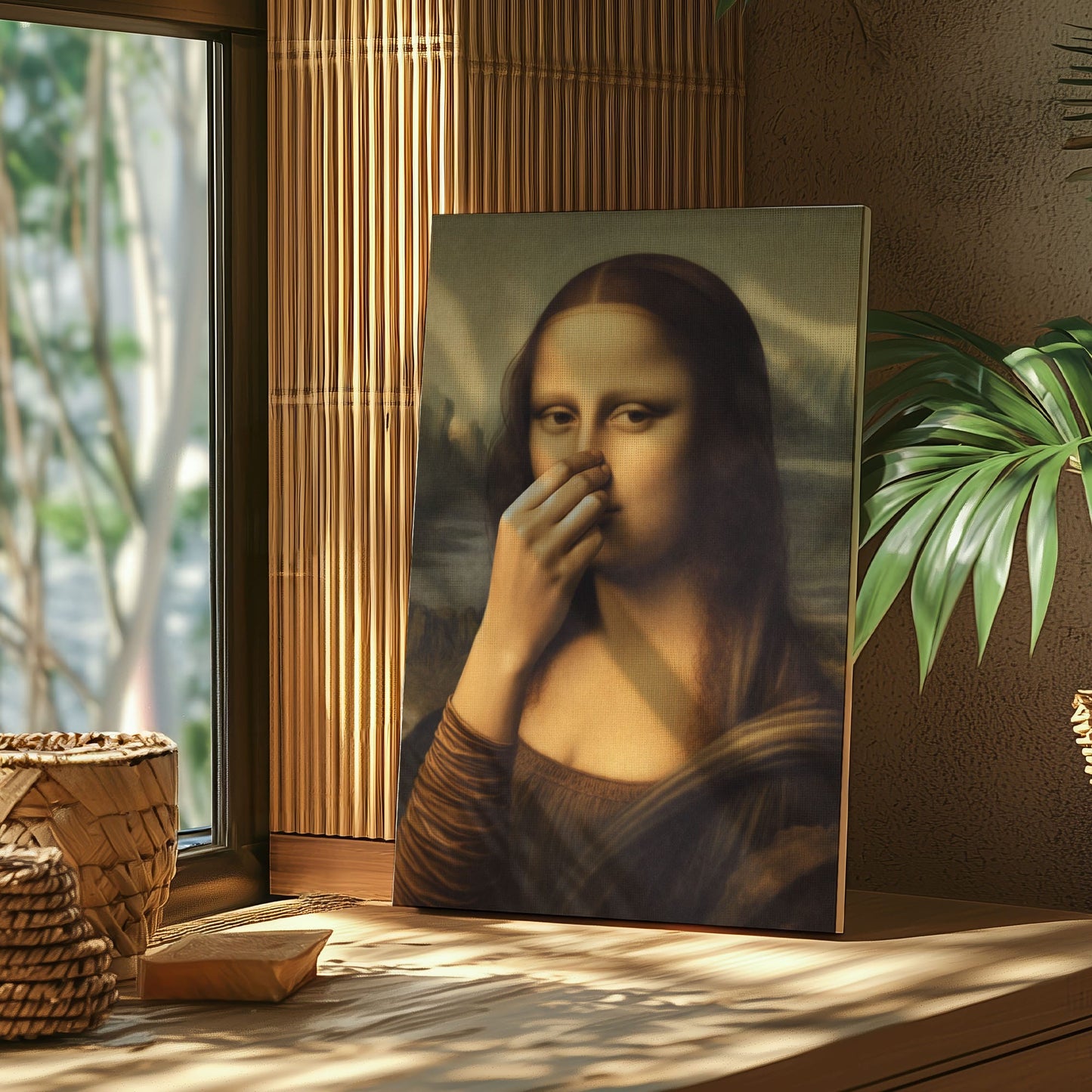 Parody Mona Lisa Bathroom Wall Art Decor