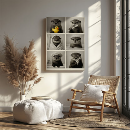 Funny Otter Bath Time Wall Art, Cute Animal Bathroom Decor Canvas Print