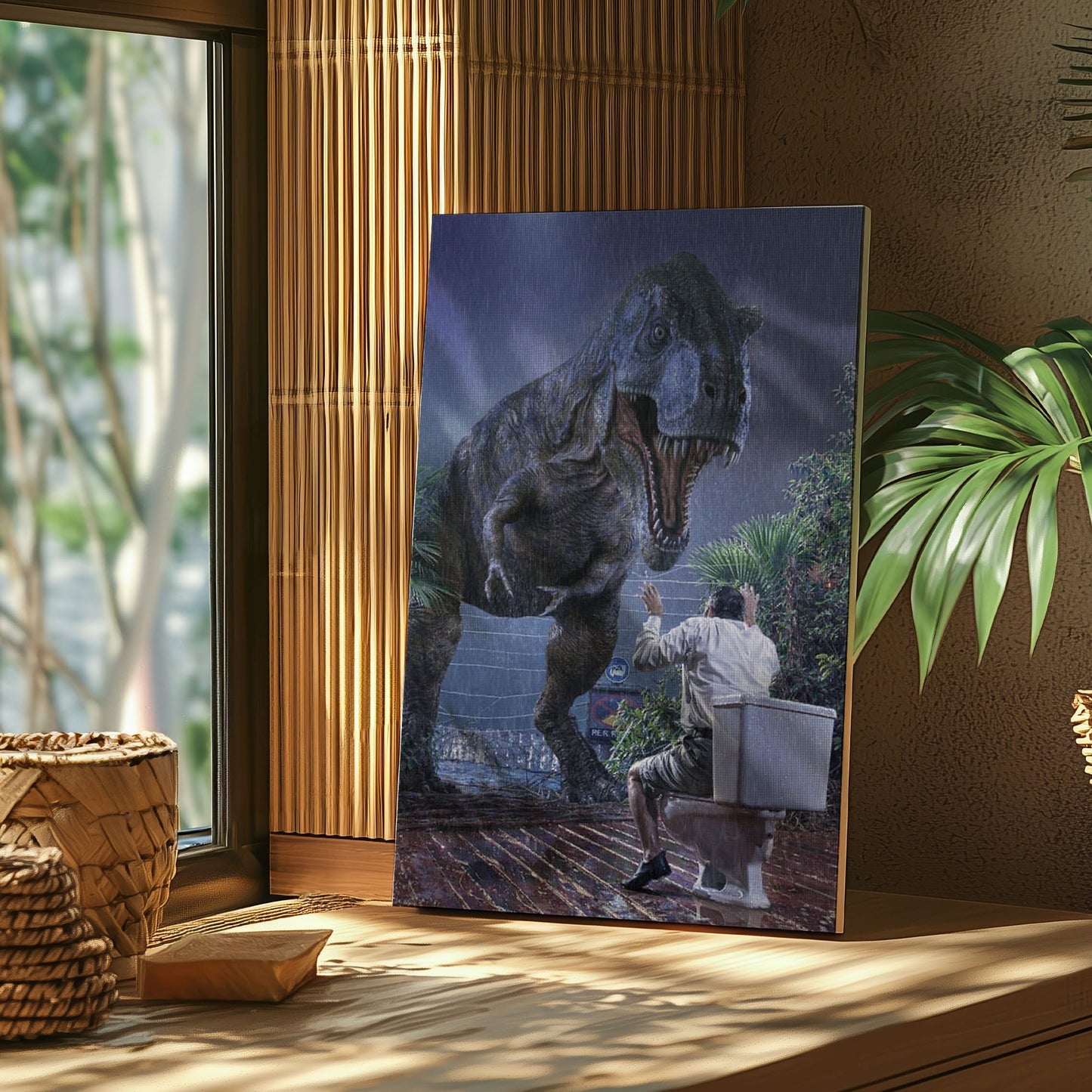 Dinosaur T-Rex on Toilet Printable Wall Art