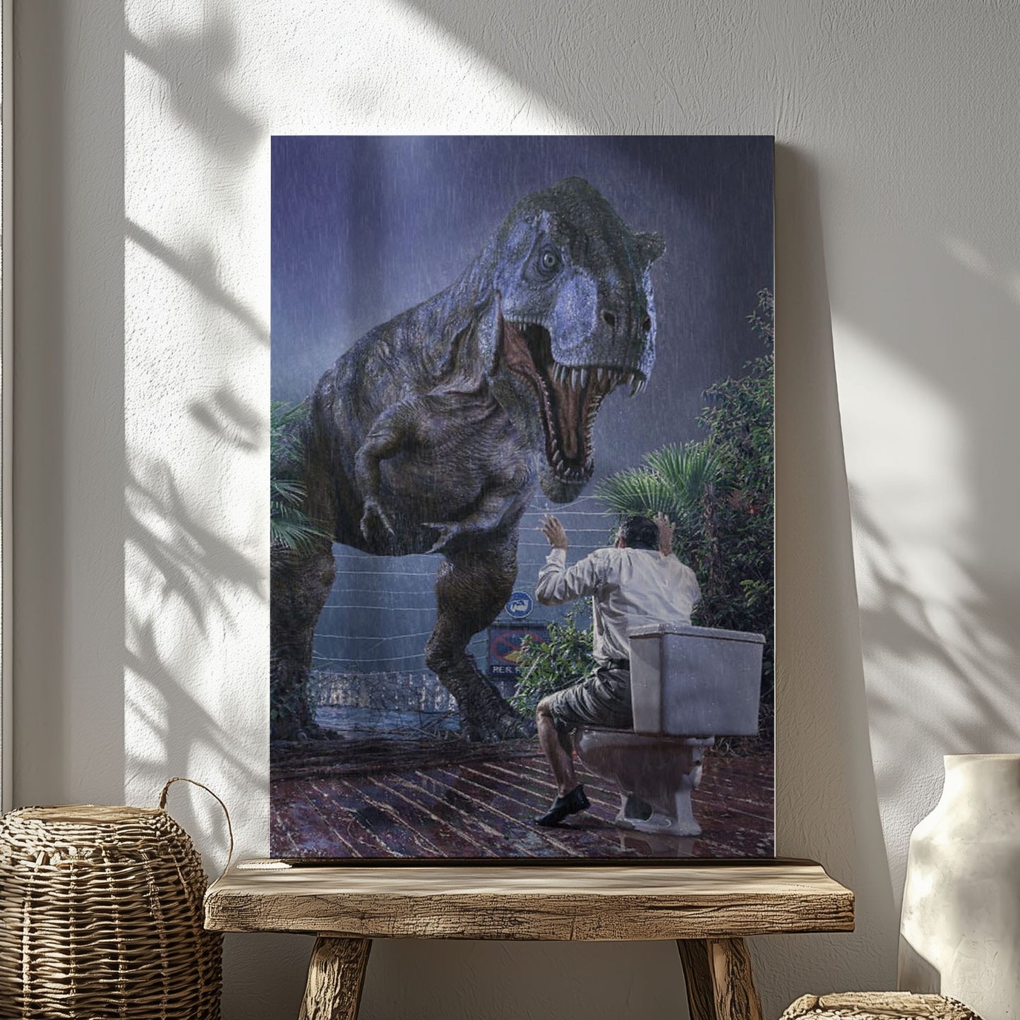 Dinosaur T-Rex on Toilet Printable Wall Art