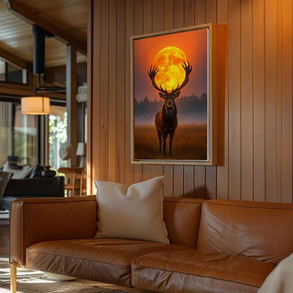 Majestic Deer Full Moon Canvas Wall Art