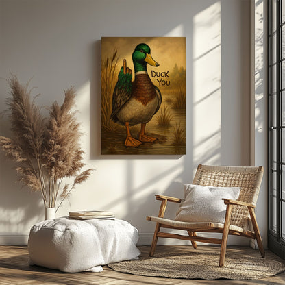 Mallard Duck Cheeky Bathroom Decor Canvas Wall Art