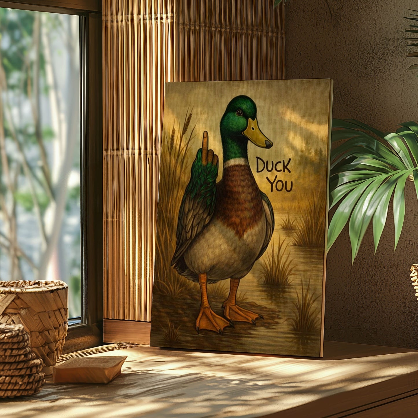 Mallard Duck Cheeky Bathroom Decor Canvas Wall Art