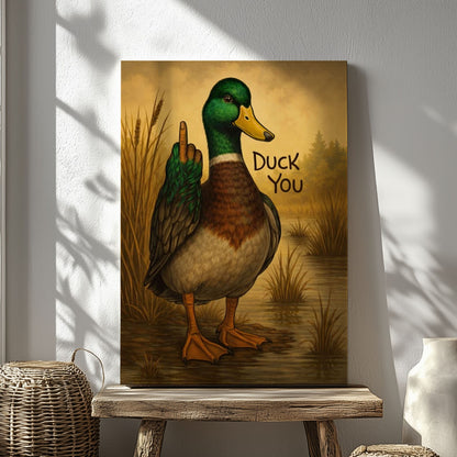Mallard Duck Cheeky Bathroom Decor Canvas Wall Art