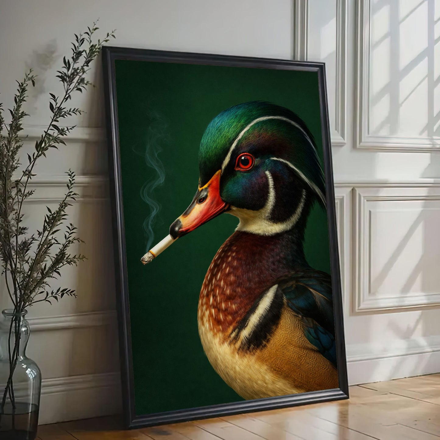 Duck Smoking Bathroom Canvas Wall Art