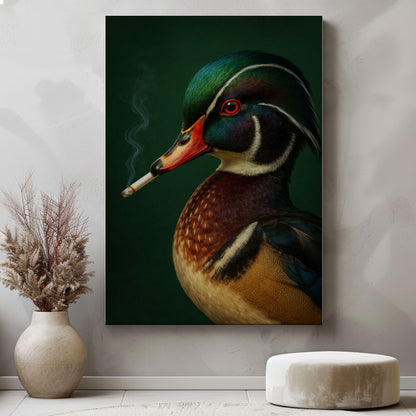 Duck Smoking Bathroom Canvas Wall Art