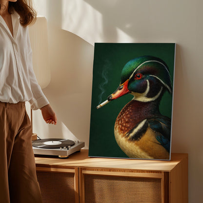 Duck Smoking Bathroom Canvas Wall Art