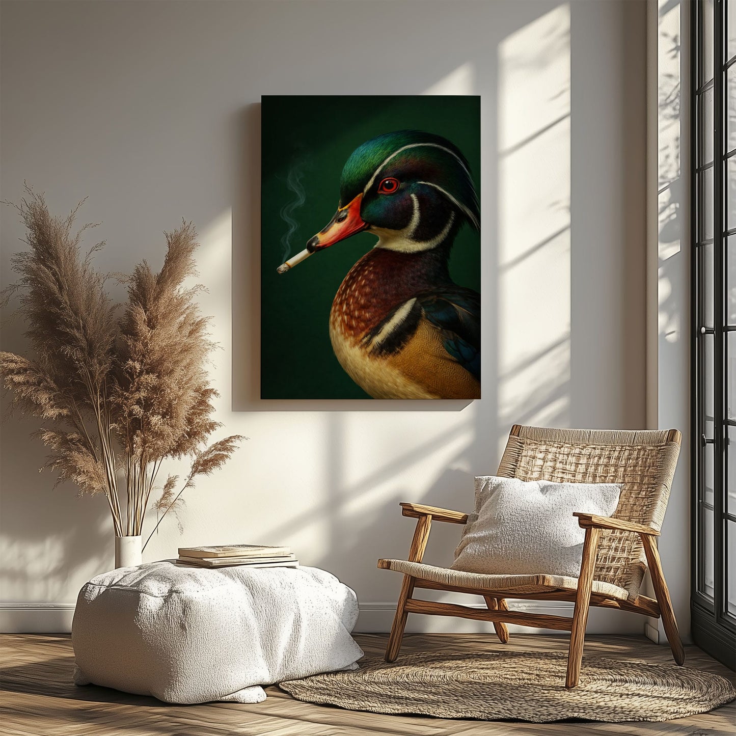 Duck Smoking Bathroom Canvas Wall Art