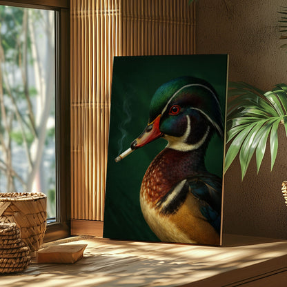 Duck Smoking Bathroom Canvas Wall Art