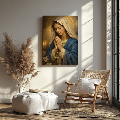 Virgin Mary Canvas Print, Bring Peace and Protection to Your Home, Catholic Wall Art
