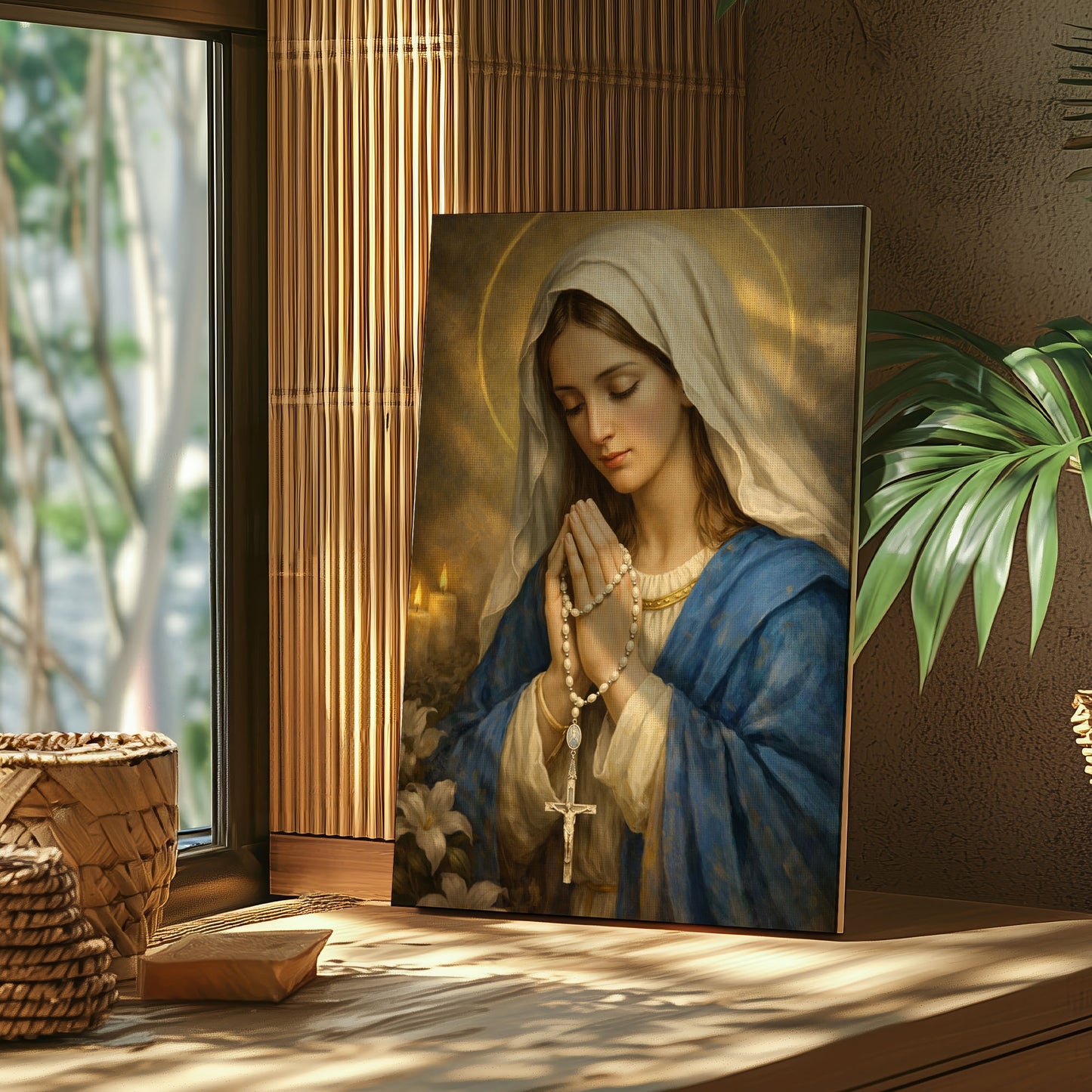 Virgin Mary Canvas Print, Bring Peace and Protection to Your Home, Catholic Wall Art