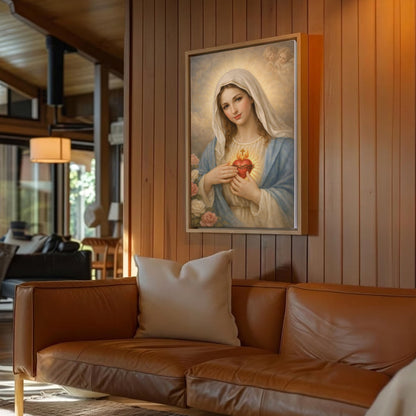 Sacred Heart of Mary Canvas Print, Bring Love and Protection Into Your Home, Catholic Wall Art Decor