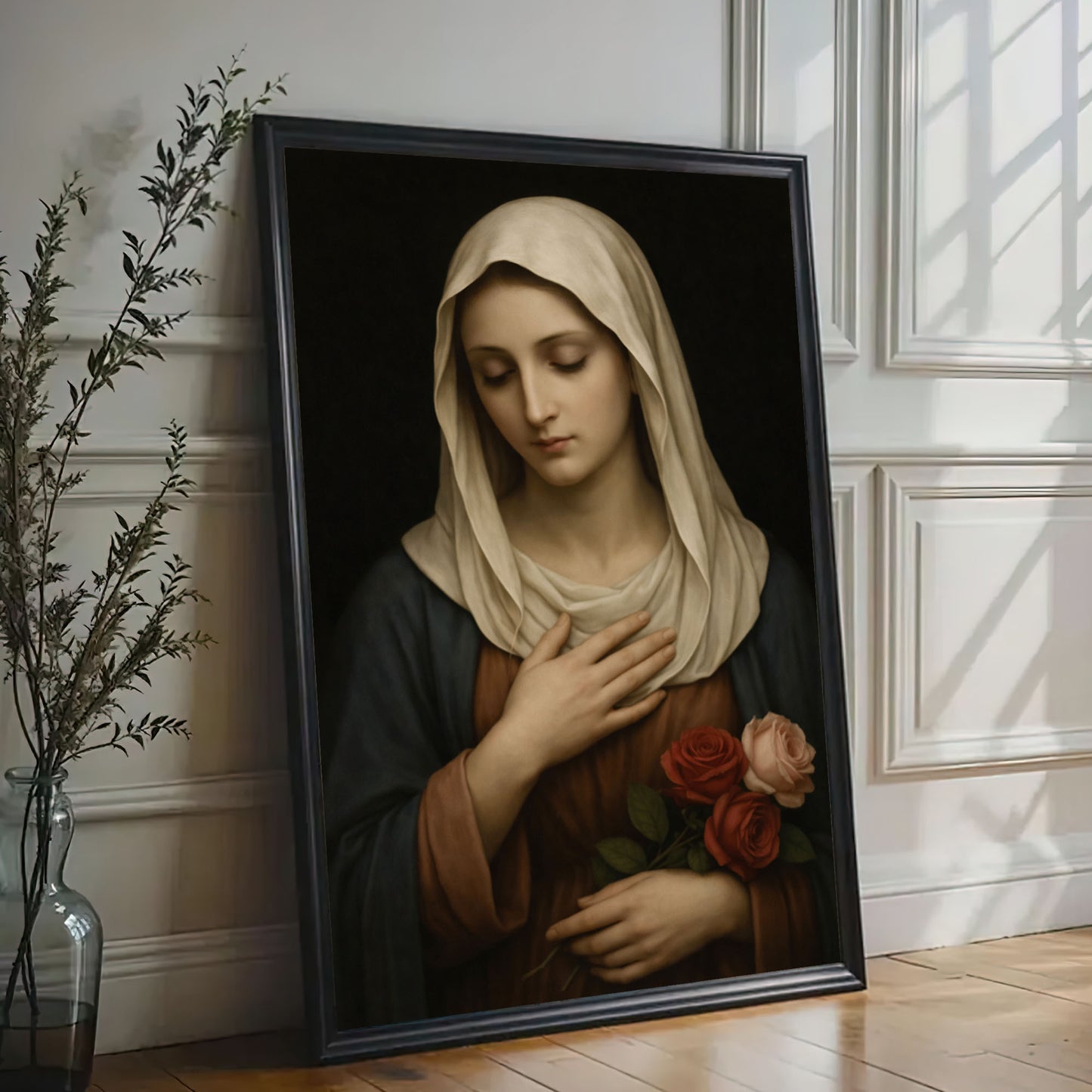 Virgin Mary Canvas Print, Classic Madonna Wall Art, Catholic Wall Decor