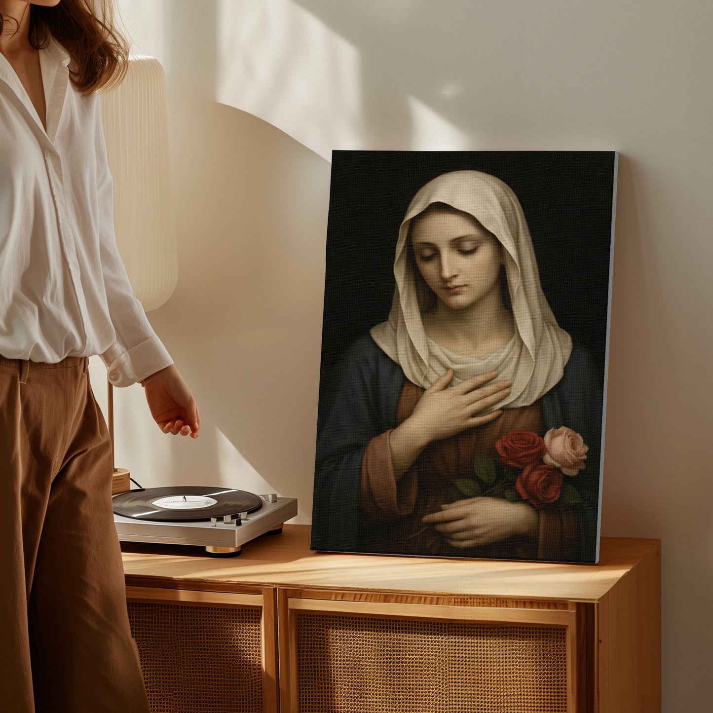 Virgin Mary Canvas Print, Classic Madonna Wall Art, Catholic Wall Decor