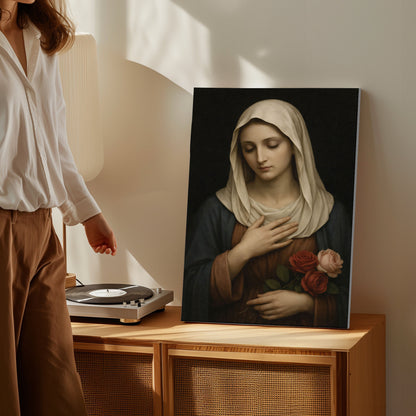 Virgin Mary Canvas Print, Classic Madonna Wall Art, Catholic Wall Decor