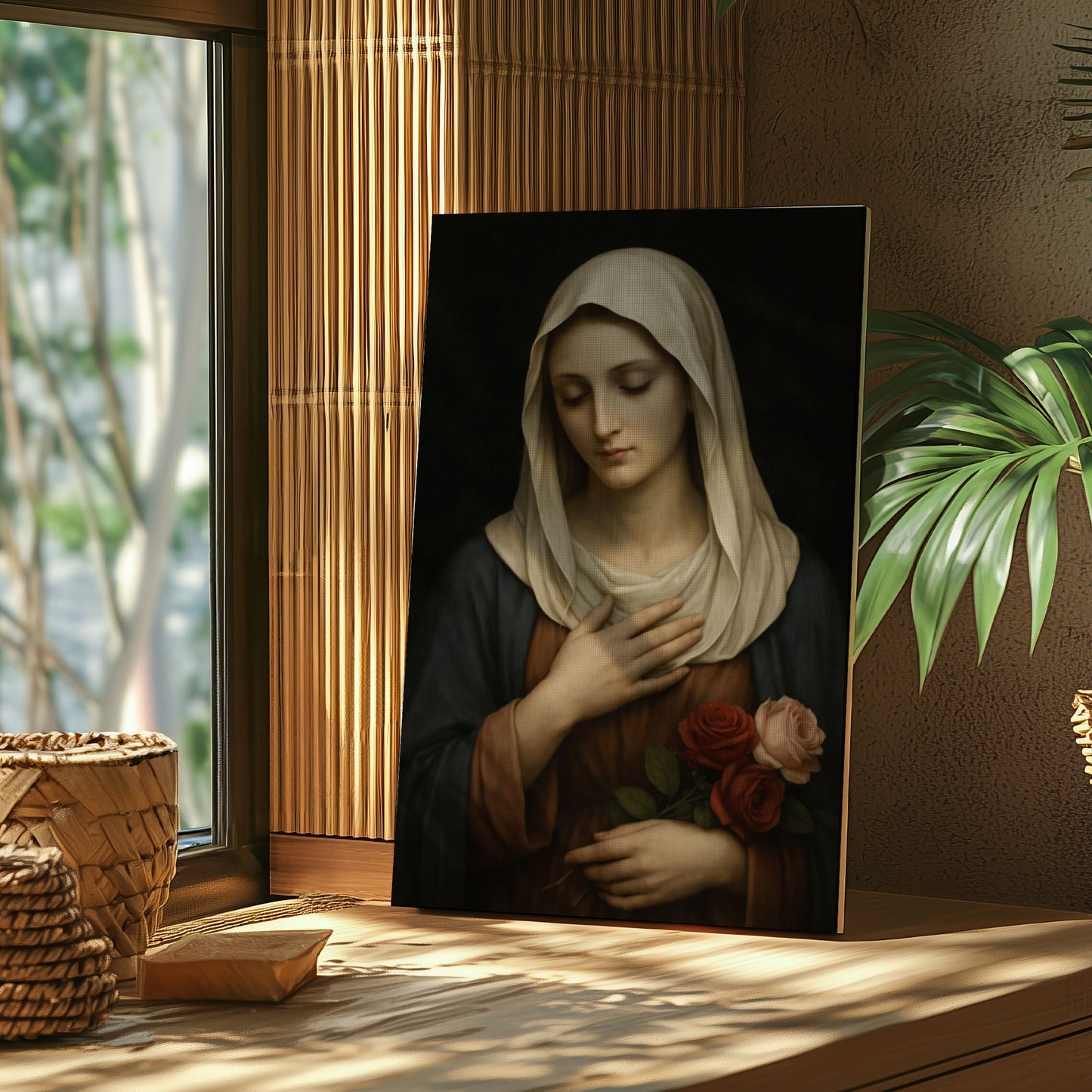 Virgin Mary Canvas Print, Classic Madonna Wall Art, Catholic Wall Decor