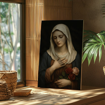 Virgin Mary Canvas Print, Classic Madonna Wall Art, Catholic Wall Decor