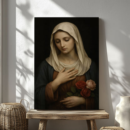 Virgin Mary Canvas Print, Classic Madonna Wall Art, Catholic Wall Decor