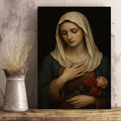 Virgin Mary Canvas Print, Classic Madonna Wall Art, Catholic Wall Decor