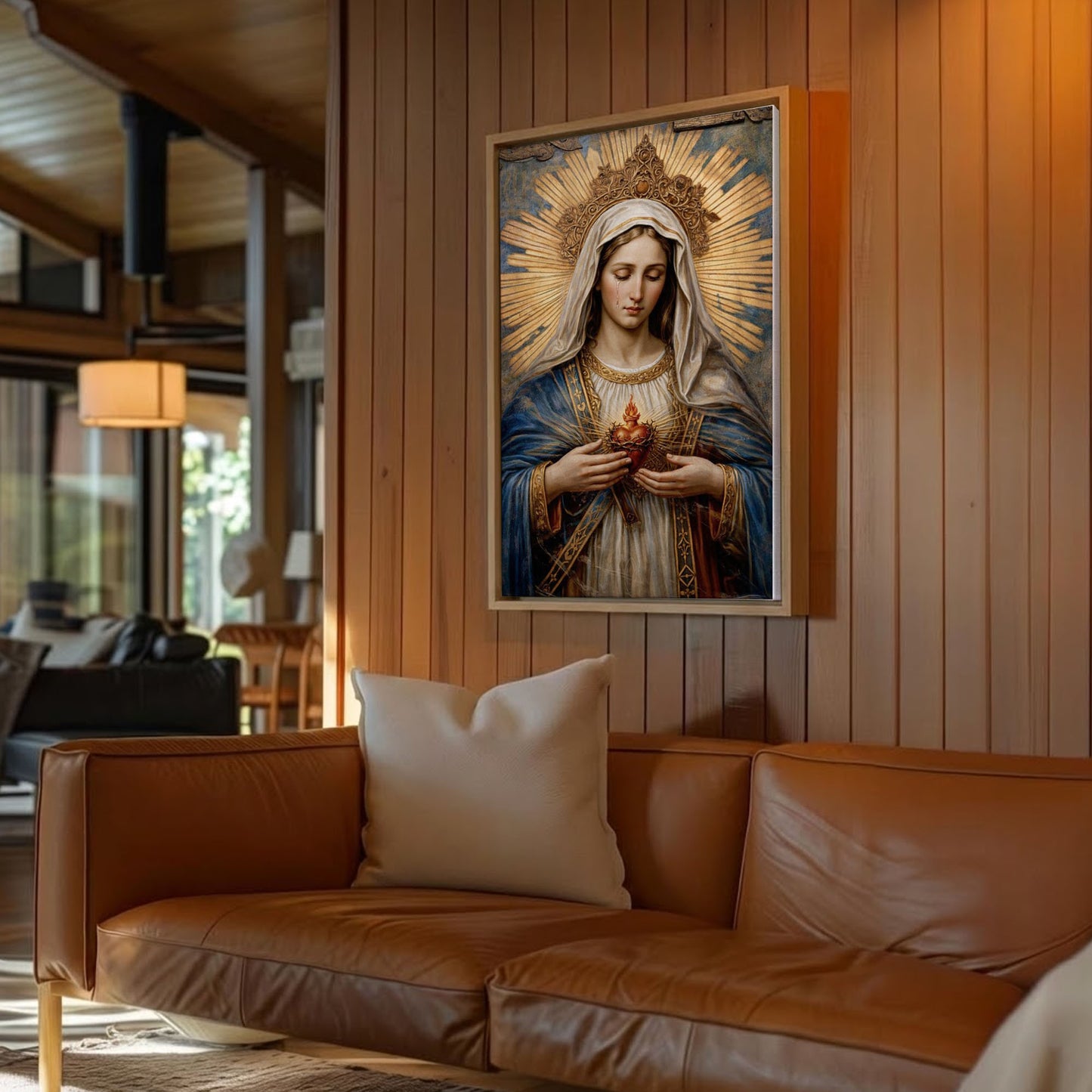 Immaculate Heart of Mary Canvas Wall Art, Sacred Heart of Mary Painting