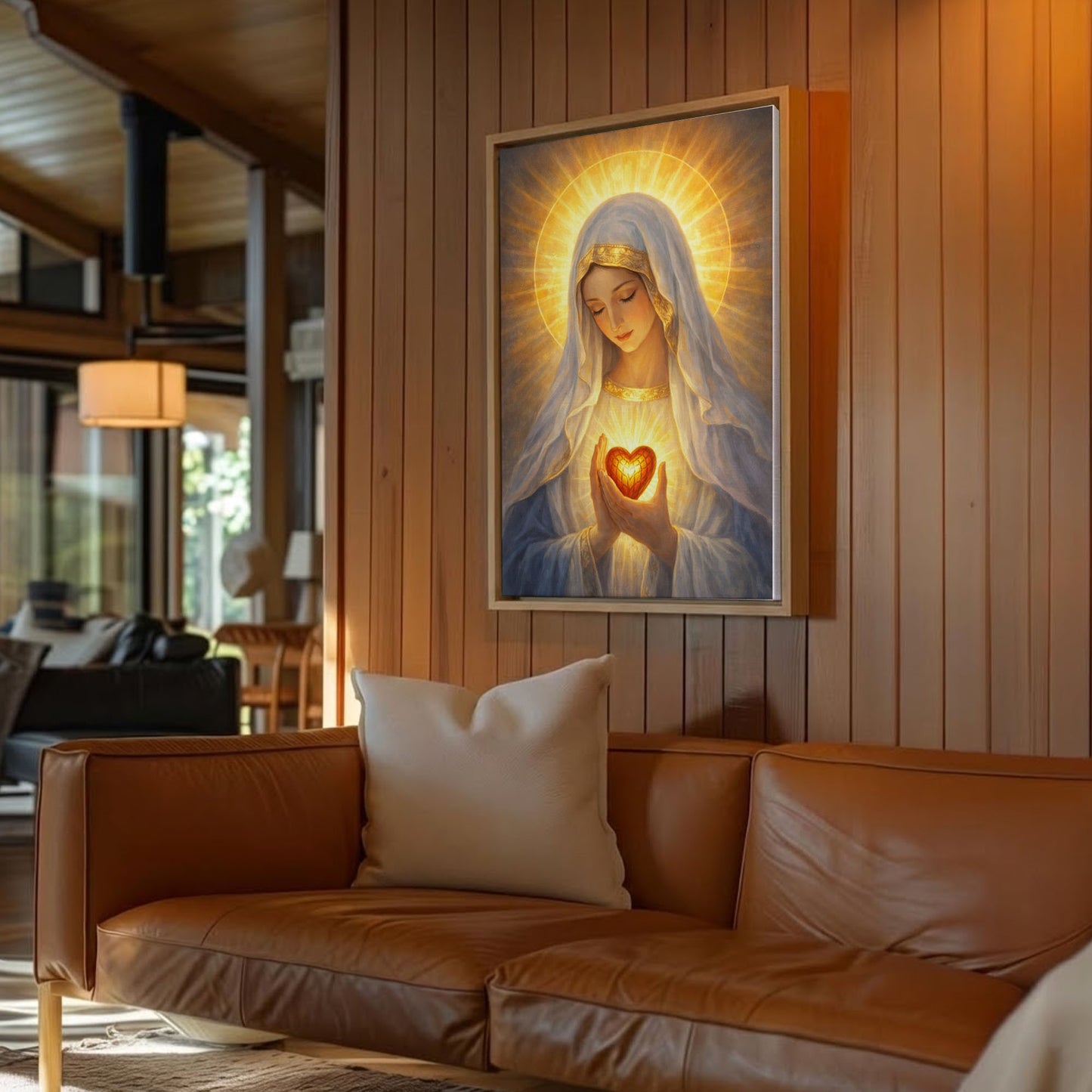Sacred Heart Mary Canvas, Virgin Mary Wall Art, Catholic Religious Decor