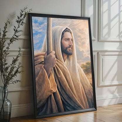 Christ Holding Staff Painting, Christian Religious Decor