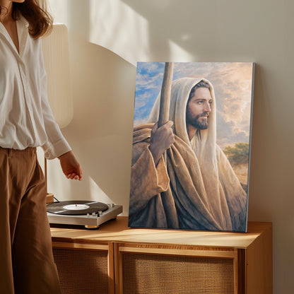 Christ Holding Staff Painting, Christian Religious Decor
