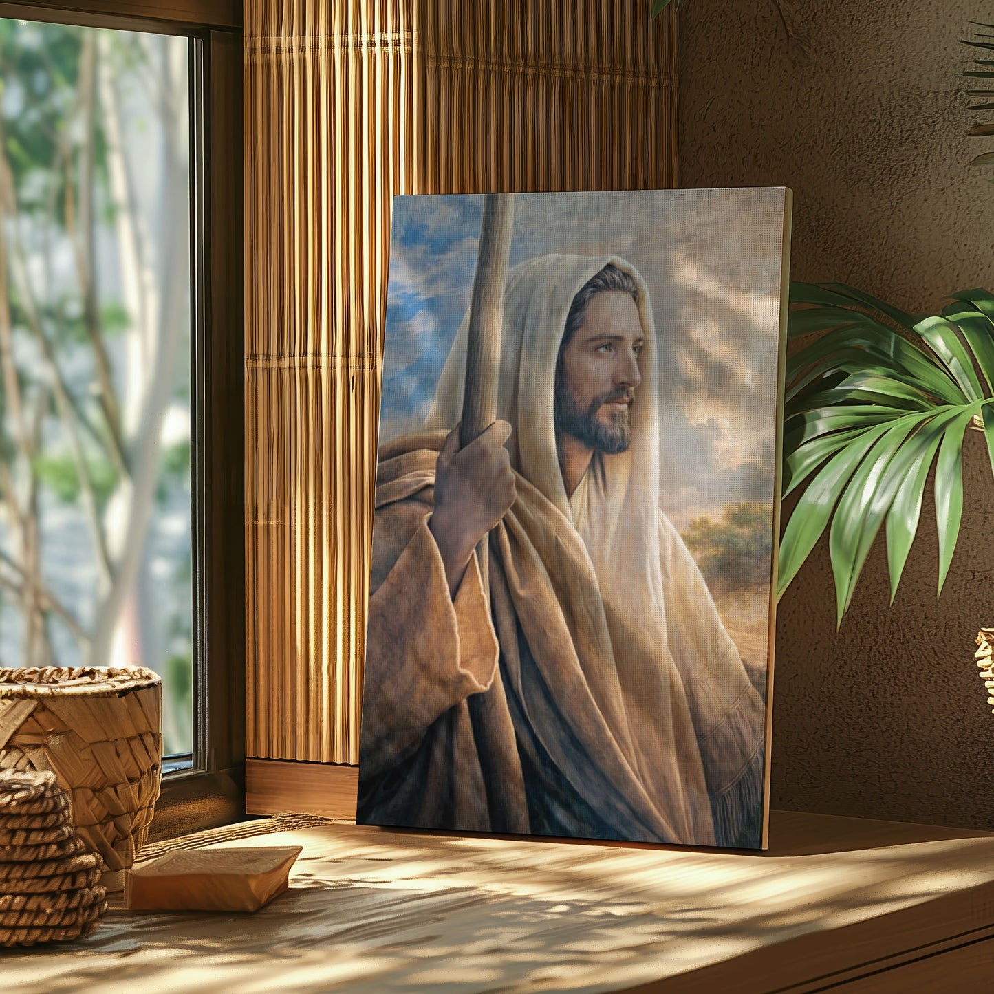 Christ Holding Staff Painting, Christian Religious Decor