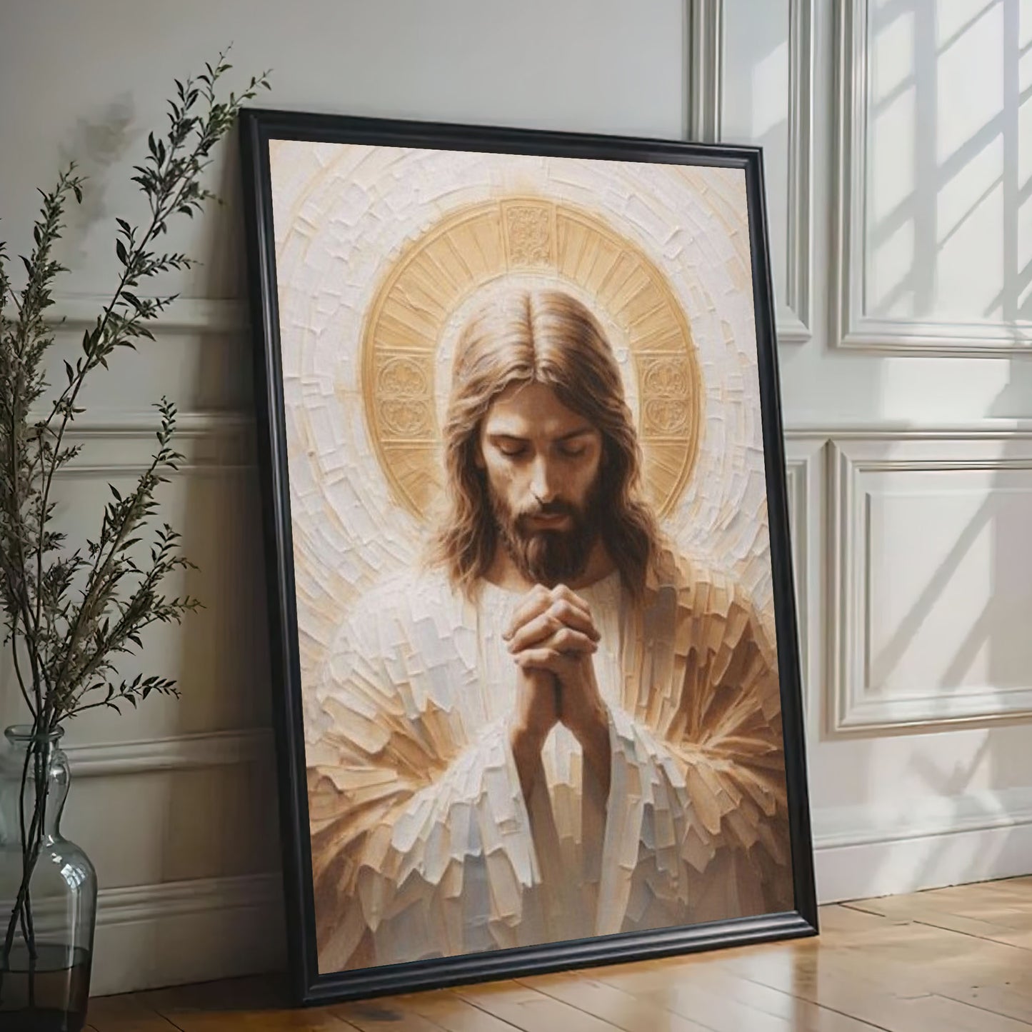 Jesus Christ Canvas, Praying Jesus Wall Art, Modern Religious Decor