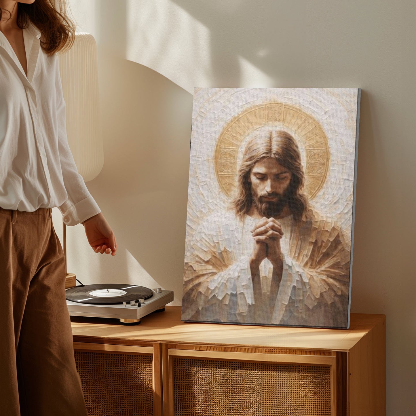 Jesus Christ Canvas, Praying Jesus Wall Art, Modern Religious Decor