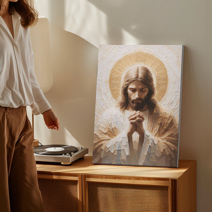 Jesus Christ Canvas, Praying Jesus Wall Art, Modern Religious Decor