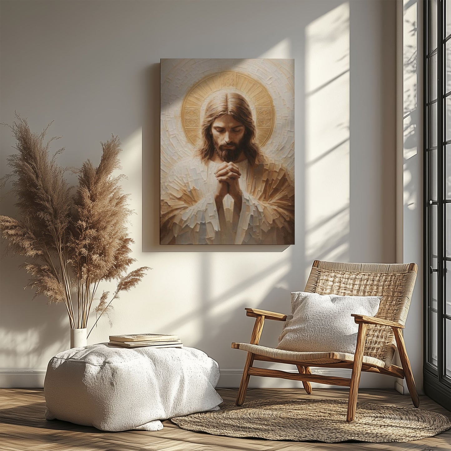 Jesus Christ Canvas, Praying Jesus Wall Art, Modern Religious Decor