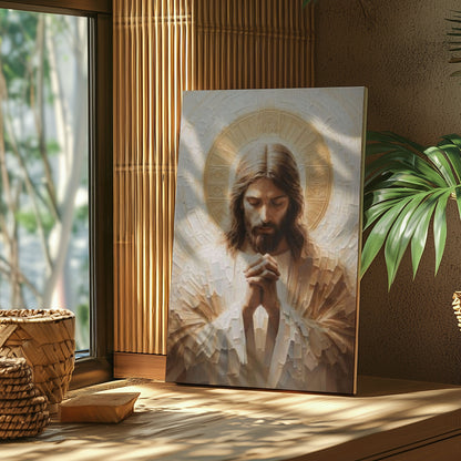 Jesus Christ Canvas, Praying Jesus Wall Art, Modern Religious Decor