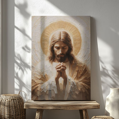 Jesus Christ Canvas, Praying Jesus Wall Art, Modern Religious Decor