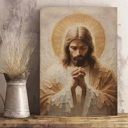 Jesus Christ Canvas, Praying Jesus Wall Art, Modern Religious Decor