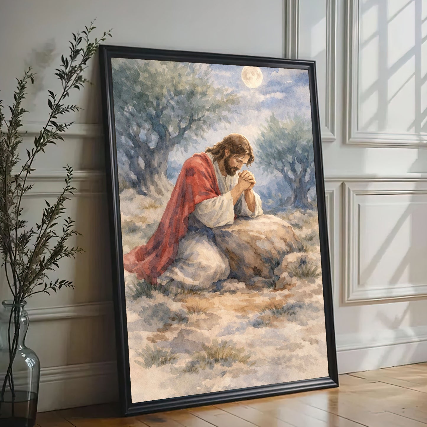 Jesus Praying in Gethsemane Christian Canvas Wall Art