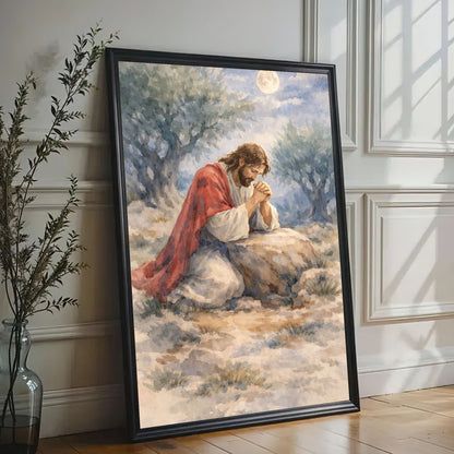 Jesus Praying in Gethsemane Christian Canvas Wall Art
