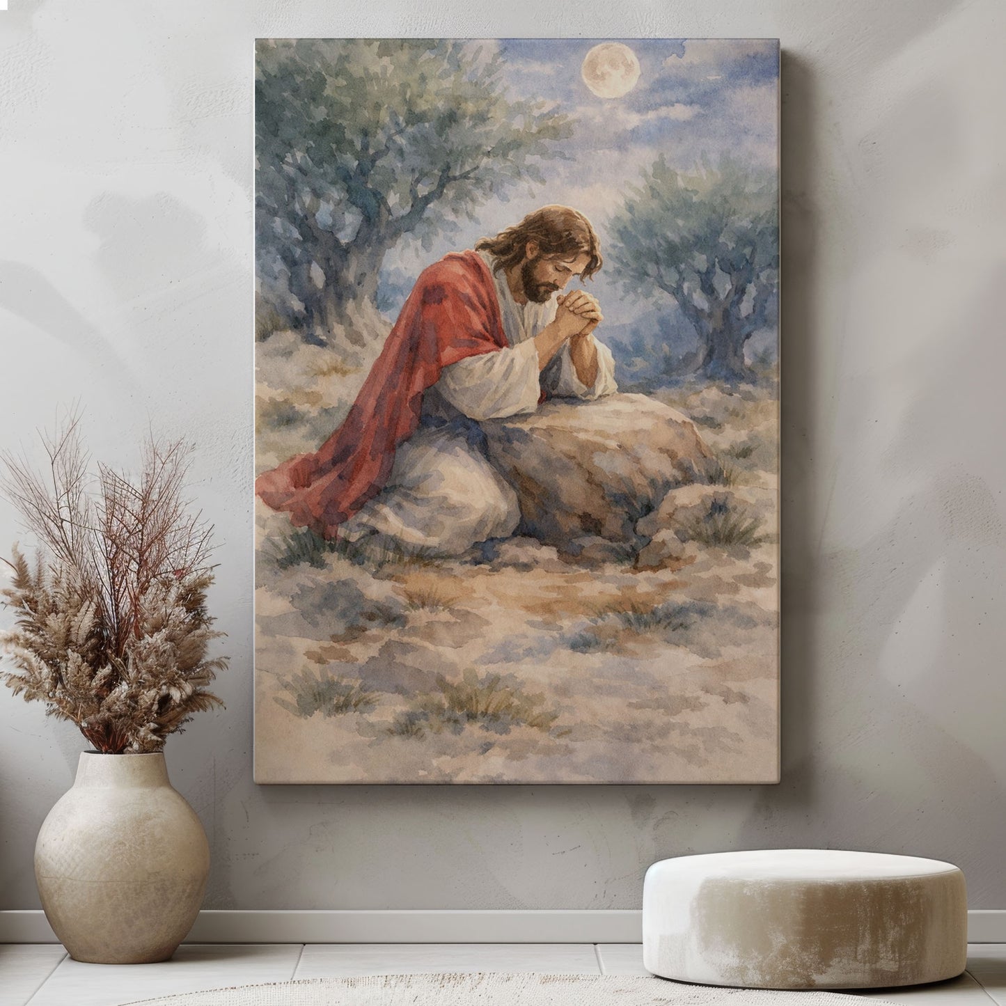 Jesus Praying in Gethsemane Christian Canvas Wall Art