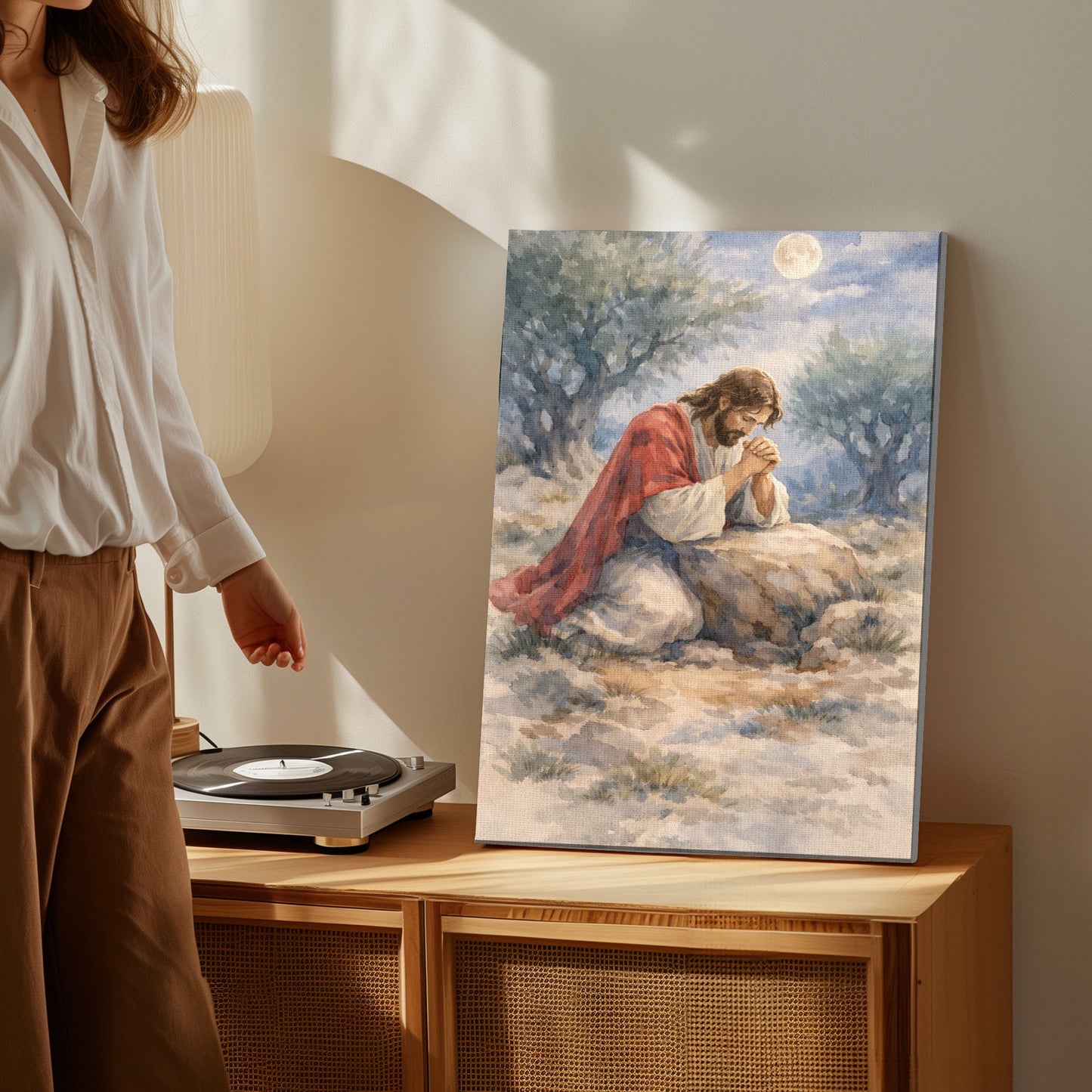 Jesus Praying in Gethsemane Christian Canvas Wall Art