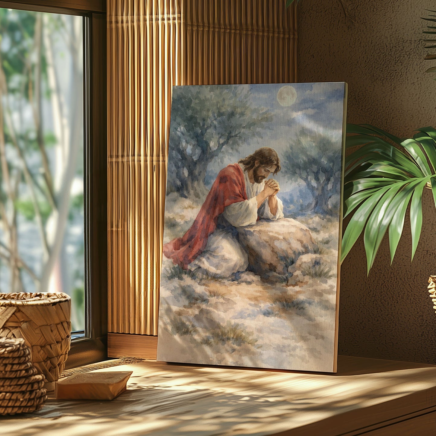 Jesus Praying in Gethsemane Christian Canvas Wall Art