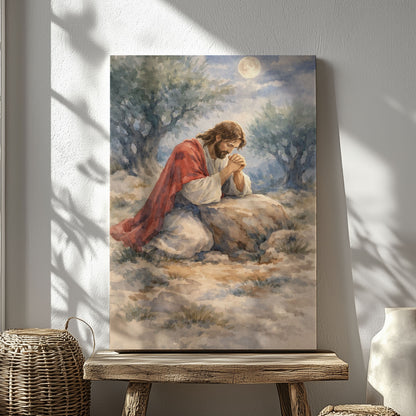 Jesus Praying in Gethsemane Christian Canvas Wall Art