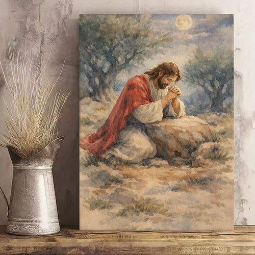 Jesus Praying in Gethsemane Christian Canvas Wall Art