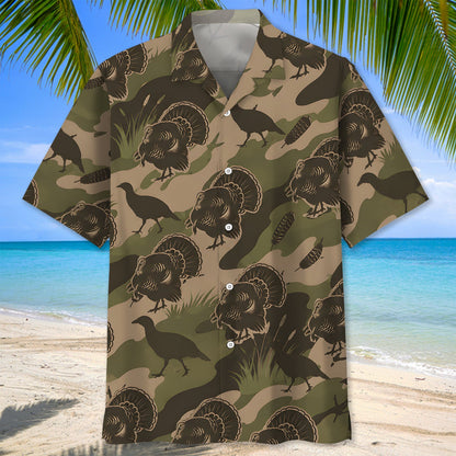 Vintage Camouflage Wild Turkey Hunting Hawaiian Shirt