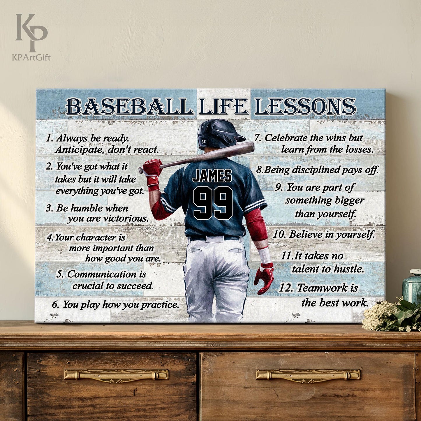 Softball Life Lessons Personalized Canvas, Custom Softball Poster Print Wall Art