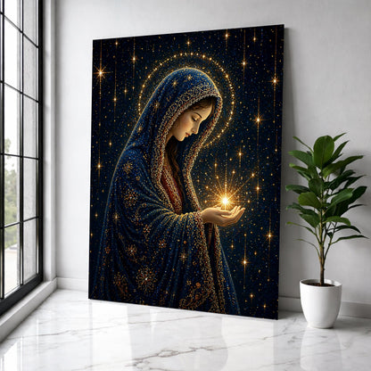 Virgin Mary Starry Night Canvas Wall Art