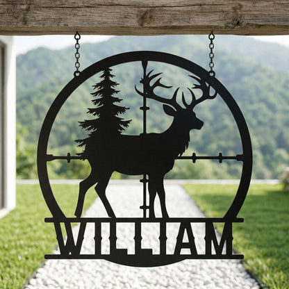 Personalized Deer metal sign Wall Art, Custom Hunting Gear Accessories for Man Cav