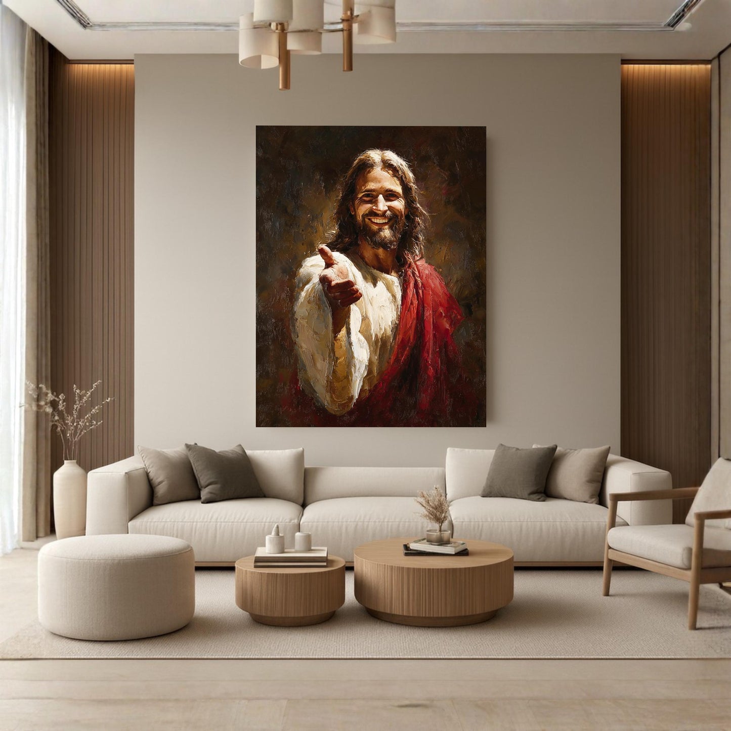 Jesus Smiling Canvas Wall Art Christian Home Decor Gallery Canvas or Poster Print