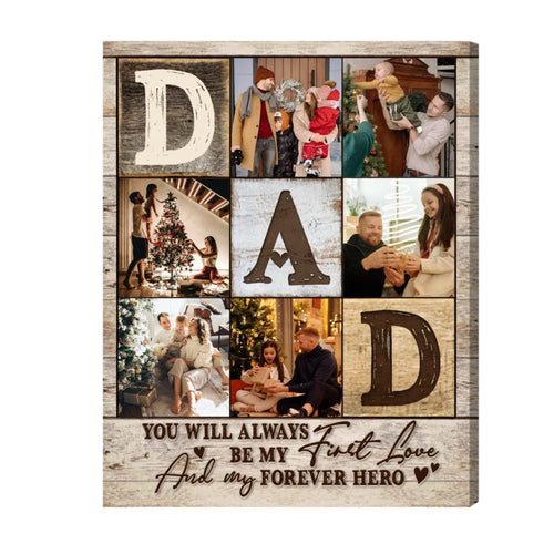 Personalized Dad Photo Collage Canvas Father’s Day Gift From Kids