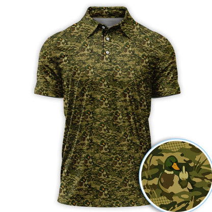 Mallard Duck Camo Pattern Golf Polo Shirt For Men